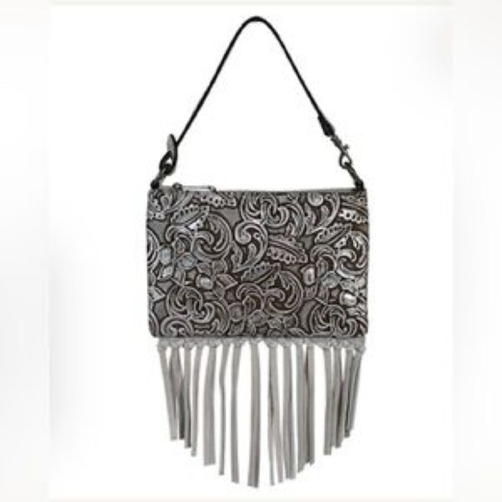 Justine Silver Fringe Handbag